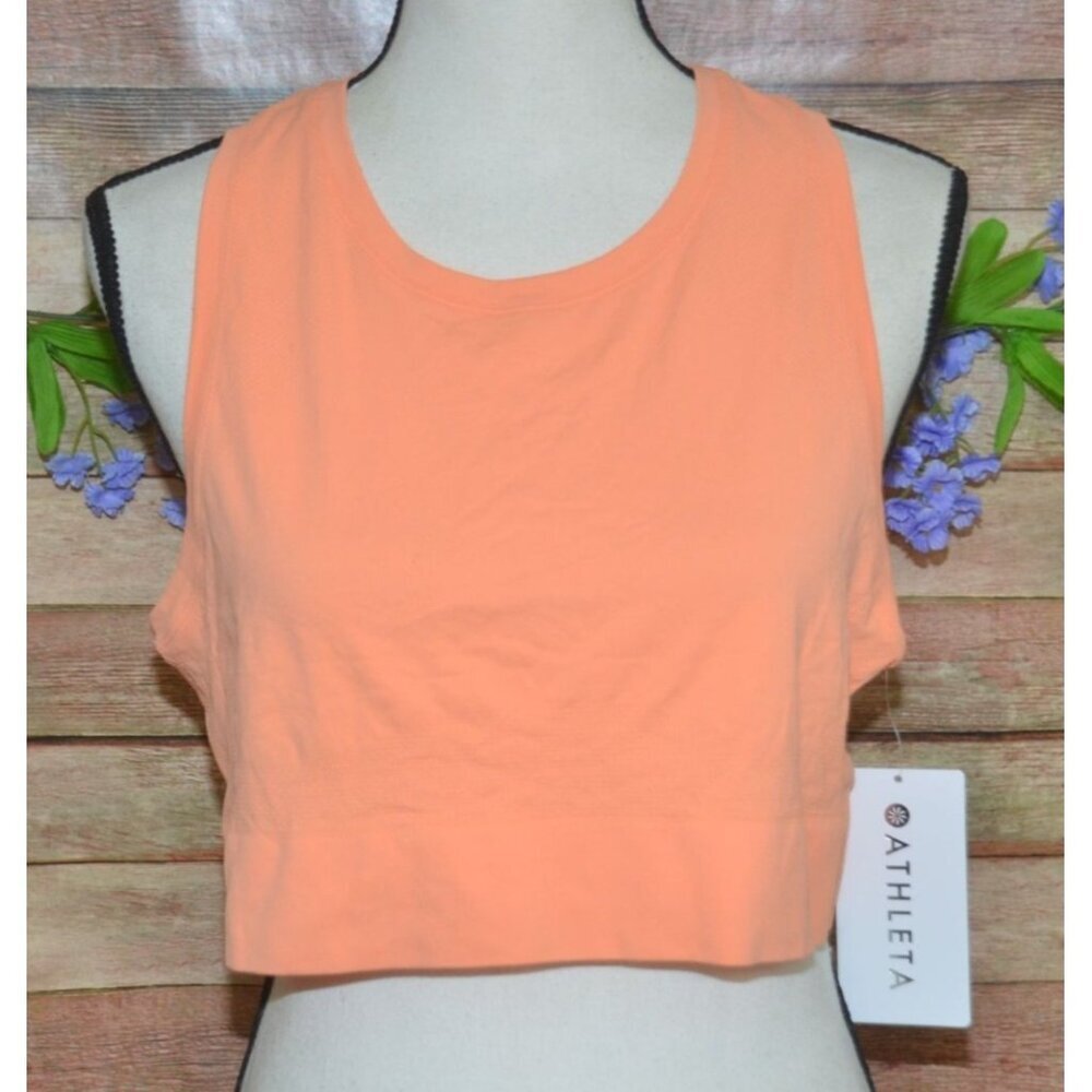 NWT Athleta Momentum 2.0 Seamless Tank Cropped XL Peach Wicking UV Protection